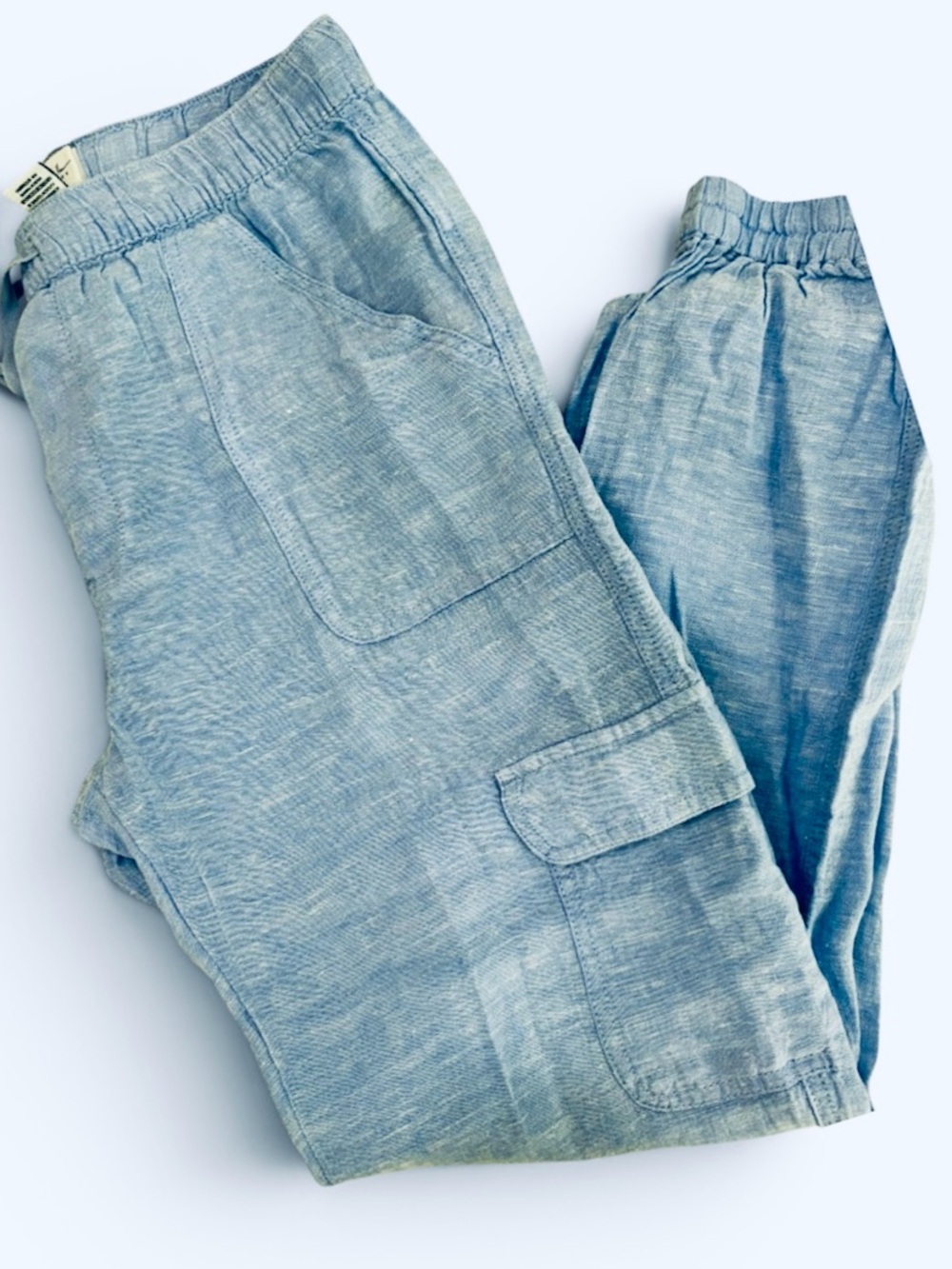 Nicole Miller Light Blue Linen Cargo Pants